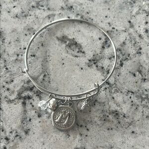 Silver “M” Charm Bangle Bracelet